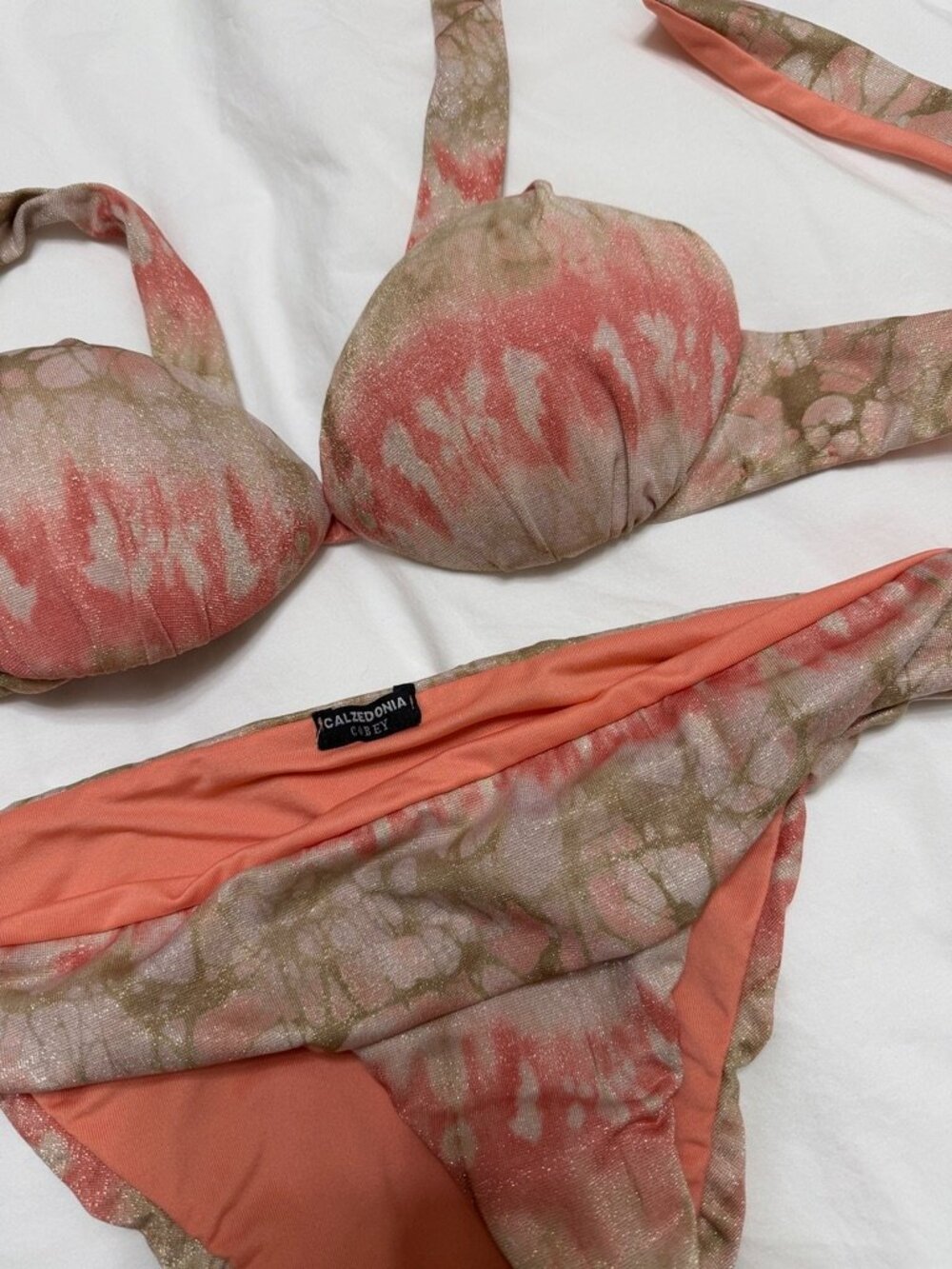 Calzedonia Pink & Tan Shimmer Bikini Set